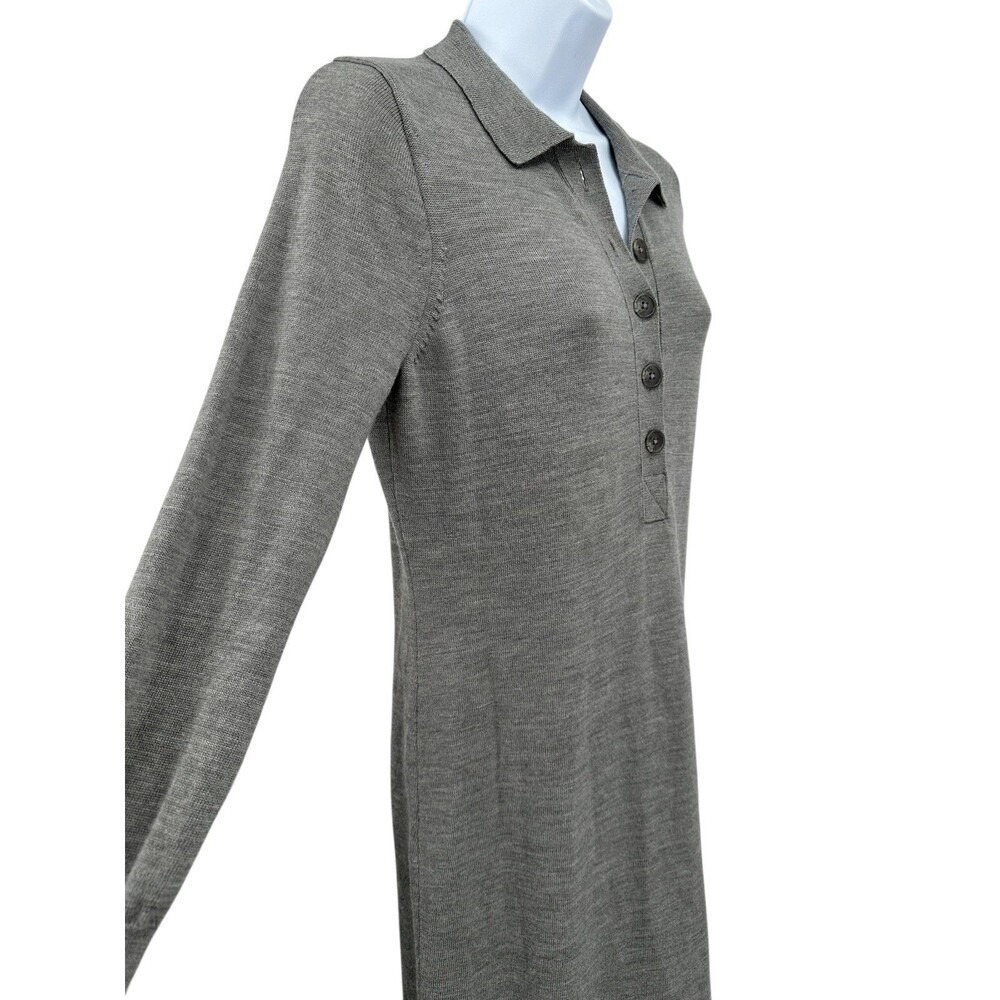 J.CREW Midi Sweater Dress Gray Merino Wool Long Sleeve Collared Women's XSmall - Picture 2 of 11